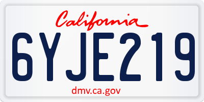 CA license plate 6YJE219