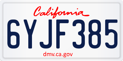 CA license plate 6YJF385