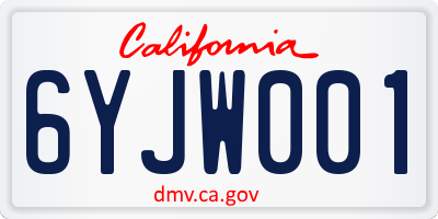 CA license plate 6YJW001