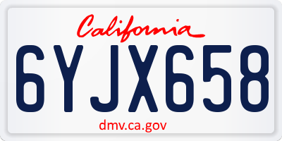 CA license plate 6YJX658