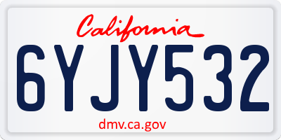 CA license plate 6YJY532