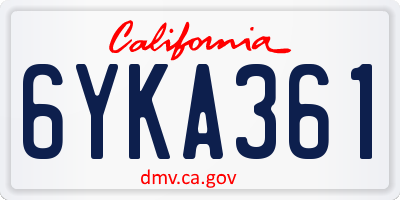 CA license plate 6YKA361