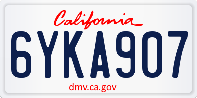 CA license plate 6YKA907