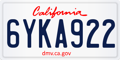 CA license plate 6YKA922