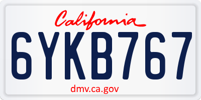 CA license plate 6YKB767