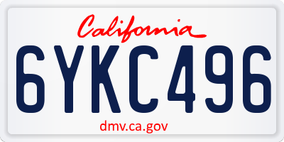 CA license plate 6YKC496