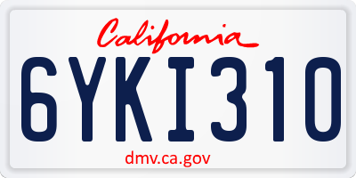 CA license plate 6YKI310