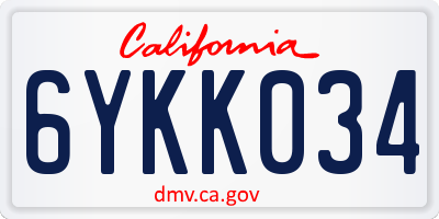 CA license plate 6YKK034