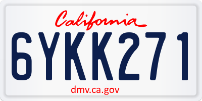 CA license plate 6YKK271