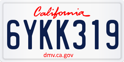 CA license plate 6YKK319