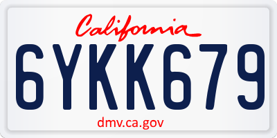 CA license plate 6YKK679
