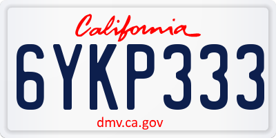 CA license plate 6YKP333