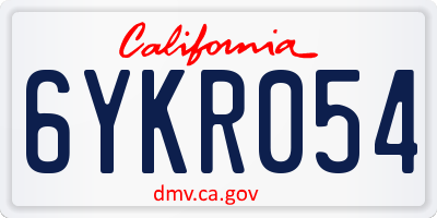 CA license plate 6YKR054
