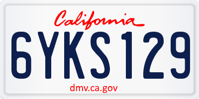 CA license plate 6YKS129