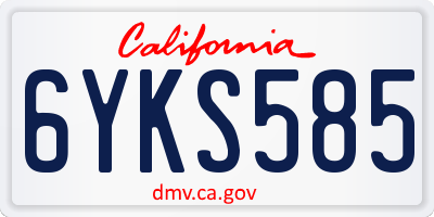 CA license plate 6YKS585