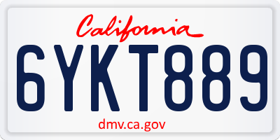 CA license plate 6YKT889