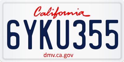 CA license plate 6YKU355
