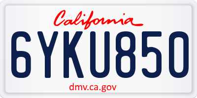 CA license plate 6YKU850
