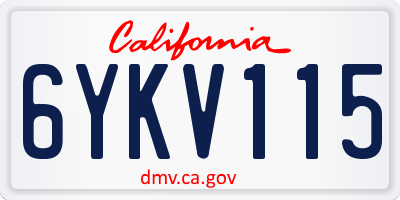 CA license plate 6YKV115