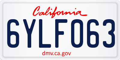 CA license plate 6YLF063