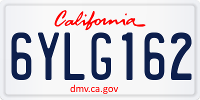 CA license plate 6YLG162