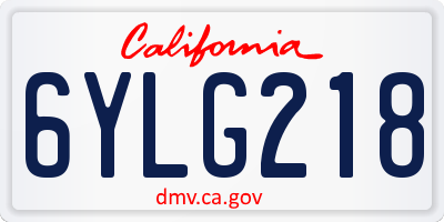 CA license plate 6YLG218