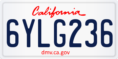 CA license plate 6YLG236