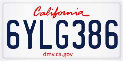 CA license plate 6YLG386