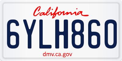 CA license plate 6YLH860