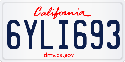CA license plate 6YLI693