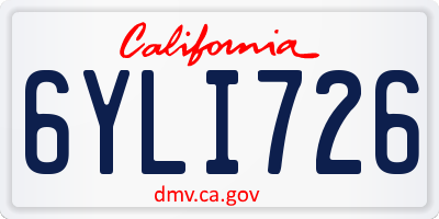 CA license plate 6YLI726