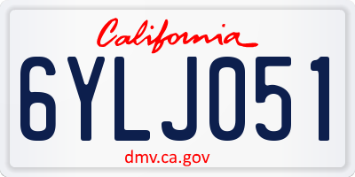 CA license plate 6YLJ051