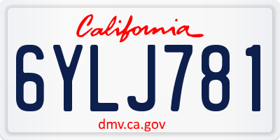 CA license plate 6YLJ781