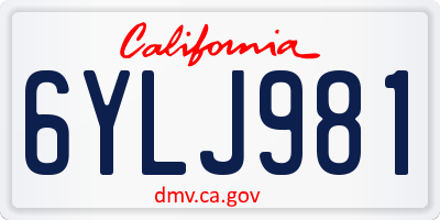 CA license plate 6YLJ981