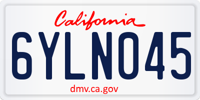 CA license plate 6YLN045