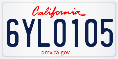 CA license plate 6YLO105