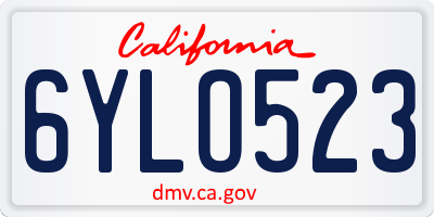 CA license plate 6YLO523