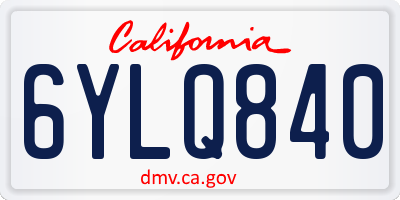 CA license plate 6YLQ840