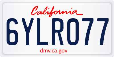CA license plate 6YLR077