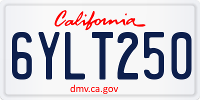 CA license plate 6YLT250
