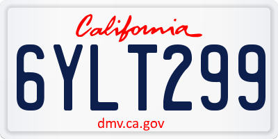 CA license plate 6YLT299