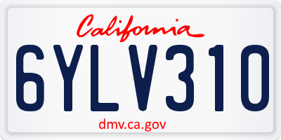CA license plate 6YLV310