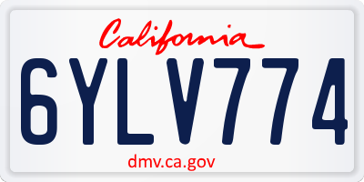 CA license plate 6YLV774