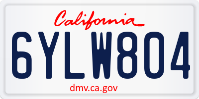 CA license plate 6YLW804