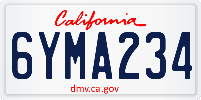 CA license plate 6YMA234