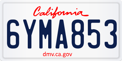 CA license plate 6YMA853