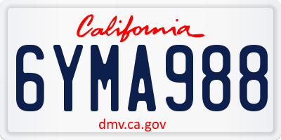 CA license plate 6YMA988