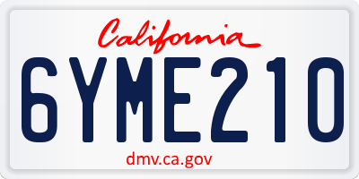 CA license plate 6YME210