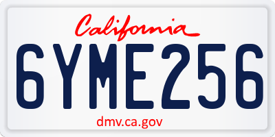 CA license plate 6YME256