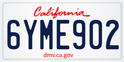 CA license plate 6YME902